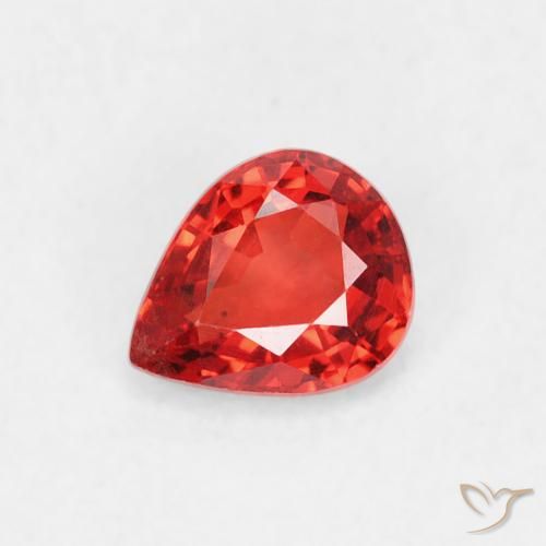 0.44ct 자연스러운 밝은 빨간색 사파이어, 배 모양, VVS-VS