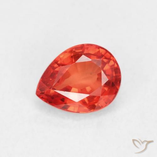 0.55ct 자연스러운 미디엄 레드 사파이어, 배 모양, VVS-VS