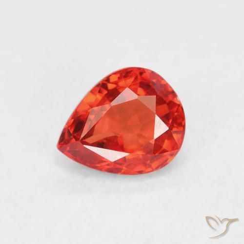 0.54ct 자연스러운 강렬한 레드 오렌지 사파이어, 배 모양, VVS-VS