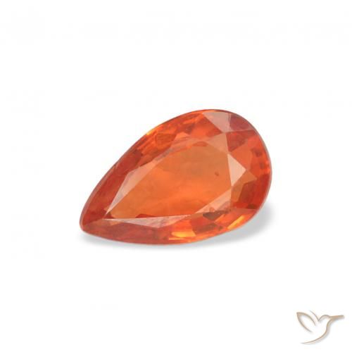 0.52ct 자연스러운 미디엄 오렌지 사파이어, 배 모양, VS