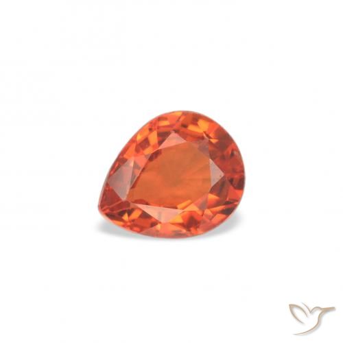 0.36ct 자연스러운 미디엄 오렌지 사파이어, 배 모양, VS