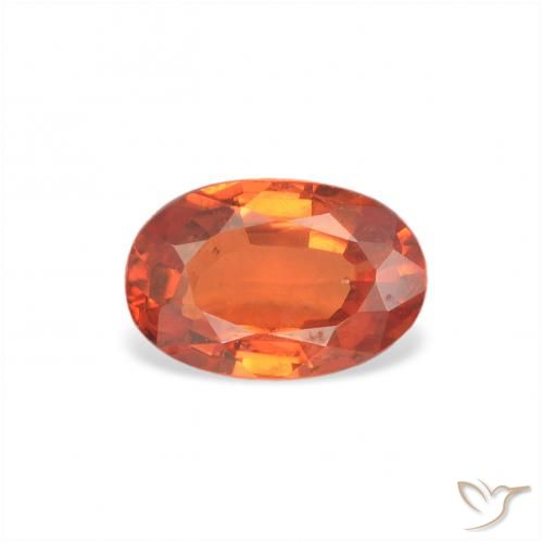0.65ct 자연스러운 파이어 오렌지 사파이어, 타원형, VS