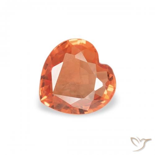 0.34ct 자연스러운 미디엄 오렌지 사파이어, 마음, VVS