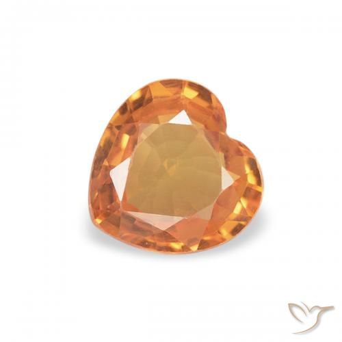 0.38ct 자연스러운 딥 오렌지 사파이어, 마음, VVS