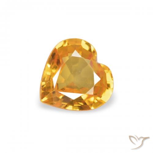 0.33ct 자연스러운 딥 오렌지-골드 사파이어, 마음, VVS