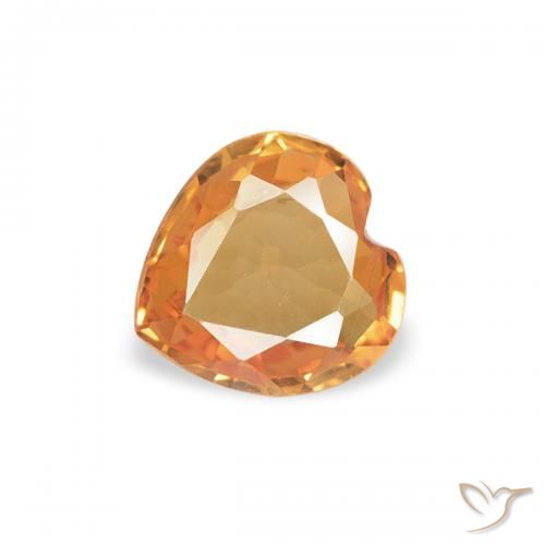 0.32ct 자연스러운 밝은 주황색 사파이어, 마음, VVS