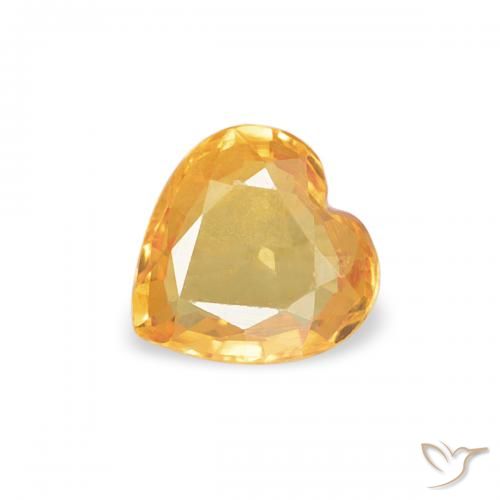0.35ct 자연스러운 밝은 주황색 사파이어, 마음, VVS