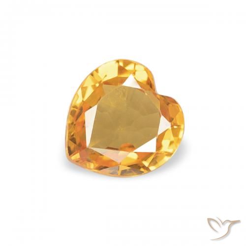 0.37ct 자연스러운 다크 오렌지-골드 사파이어, 마음, VVS