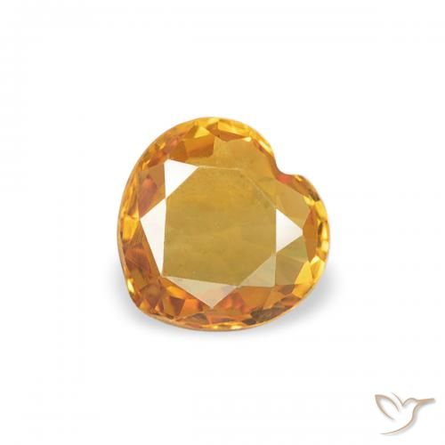 0.34ct 자연스러운 딥 오렌지-골드 사파이어, 마음, VVS