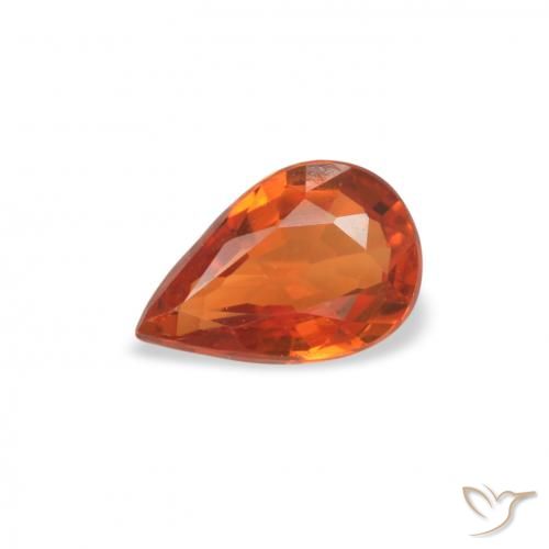 0.49ct 자연스러운 파이어 오렌지 사파이어, 배 모양, VVS-VS