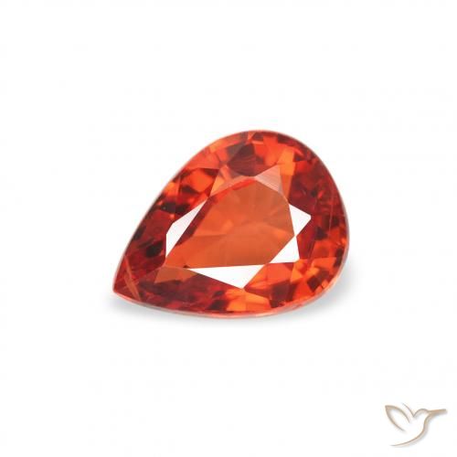 0.51ct 자연스러운 딥 오렌지 사파이어, 배 모양, VS