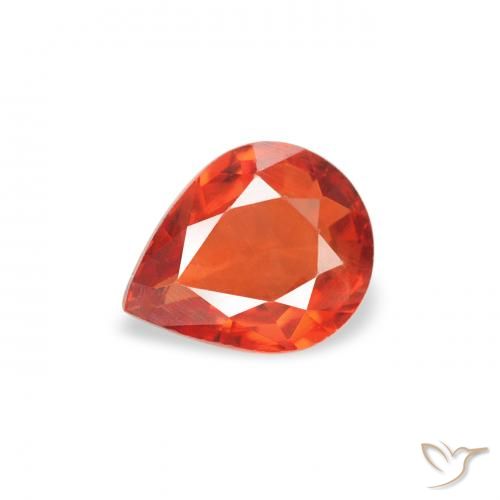 0.45ct 자연스러운 파이어 오렌지 사파이어, 배 모양, VS