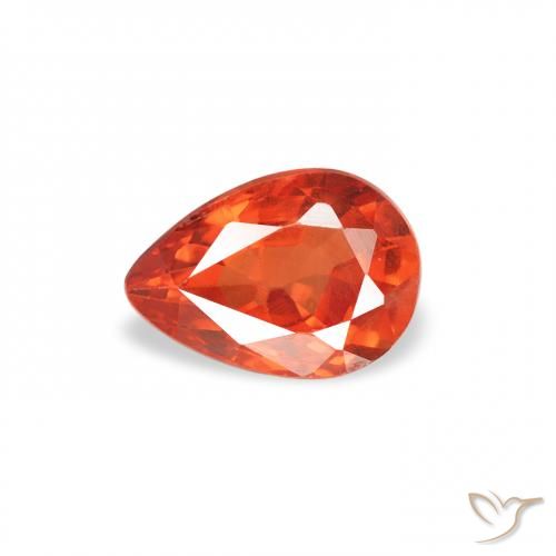 0.60ct 자연스러운 파이어 오렌지 사파이어, 배 모양, VS