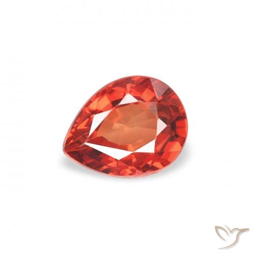 0.42ct 자연스러운 미디엄 오렌지 사파이어, 배 모양, VS