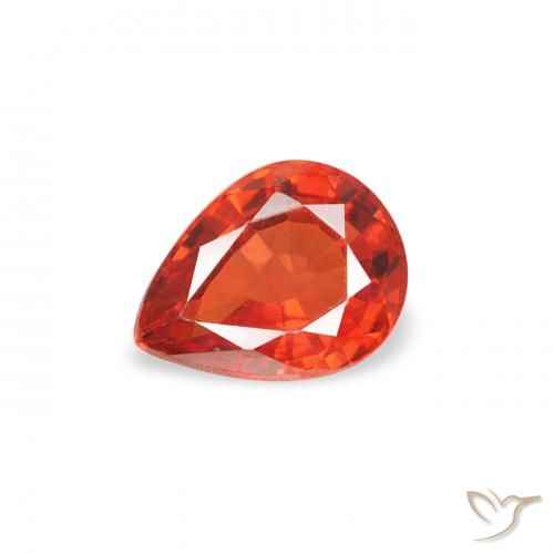 0.44ct 자연스러운 앰버 오렌지 사파이어, 배 모양, VS