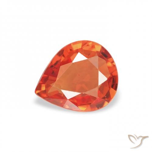 0.68ct 자연스러운 미디엄 오렌지 사파이어, 배 모양, VVS