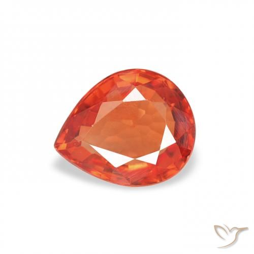 0.67ct 자연스러운 붉은 오렌지 사파이어, 배 모양, VVS