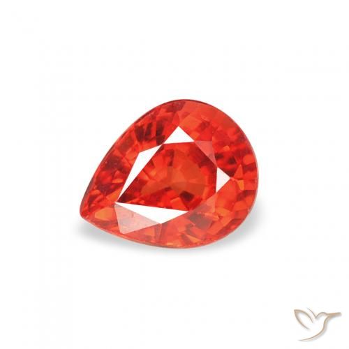 0.48ct 자연스러운 파이어 레드 사파이어, 배 모양, VS