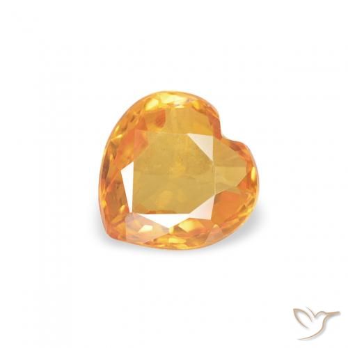 0.38ct 자연스러운 미디엄 오렌지 사파이어, 마음, VVS