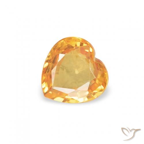 0.39ct 자연스러운 Medium Light-Orange 사파이어, 마음, VVS