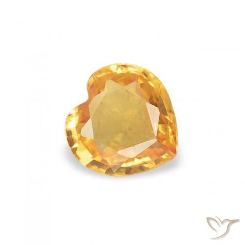 0.35캐럿 천연 Medium Dark-Golden 사파이어, 마음, VVS