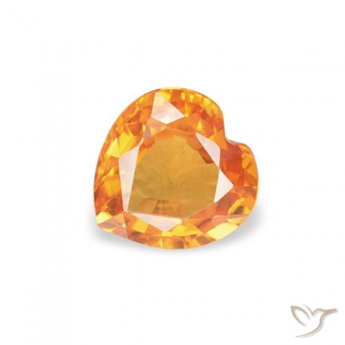 0.41ct 자연스러운 미디엄 오렌지 사파이어, 마음, VVS