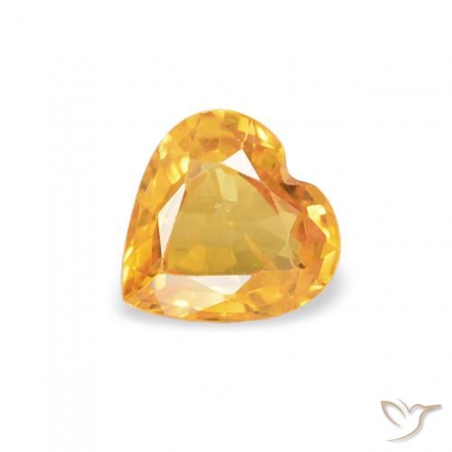 0.43ct 자연스러운 오렌지-골드 사파이어, 마음, VS