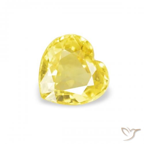 0.39캐럿 천연 Medium Light-Yellow 사파이어, 마음, VS