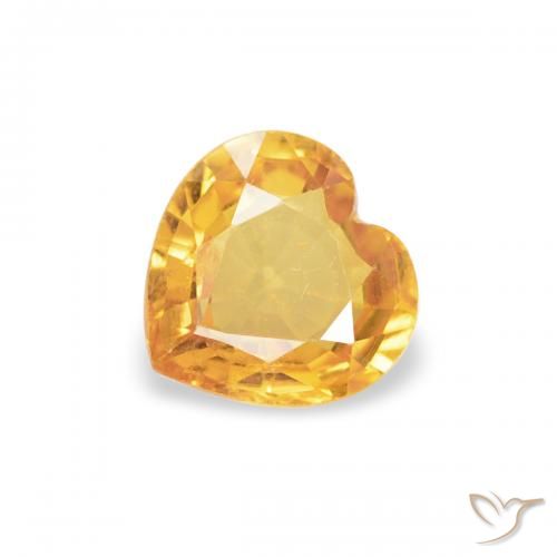 0.42ct 자연스러운 오렌지-골드 사파이어, 마음, VS