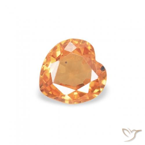 0.33ct 자연스러운 밝은 주황색 사파이어, 마음, VS