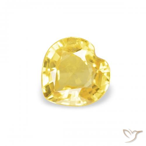 0.37ct 자연스러운 미디엄 옐로우 사파이어, 마음, VS