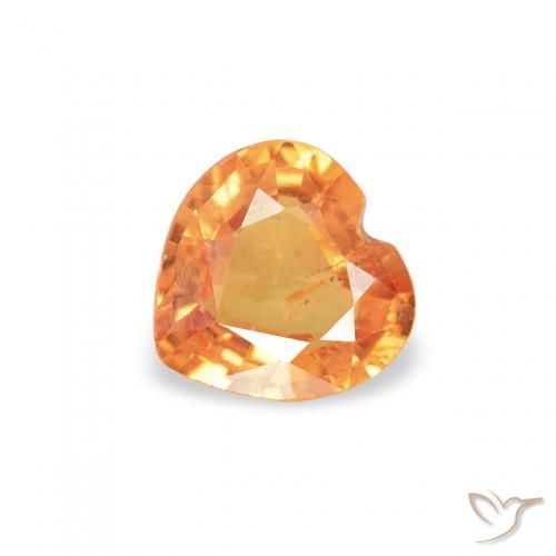 0.37ct 자연스러운 밝은 주황색 사파이어, 마음, VS
