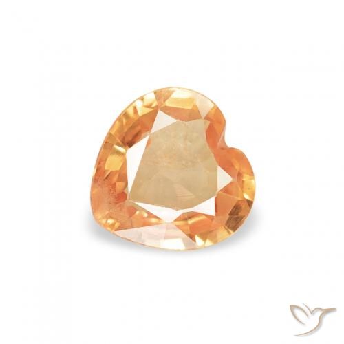 0.39ct 자연스러운 인텐스 오렌지 사파이어, 마음, VS