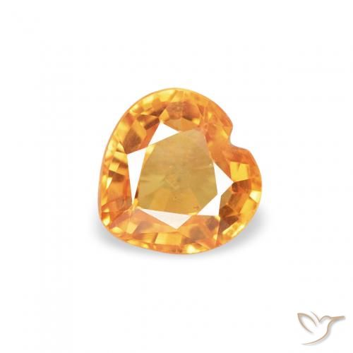 0.42ct 자연스러운 오렌지-골드 사파이어, 마음, VS
