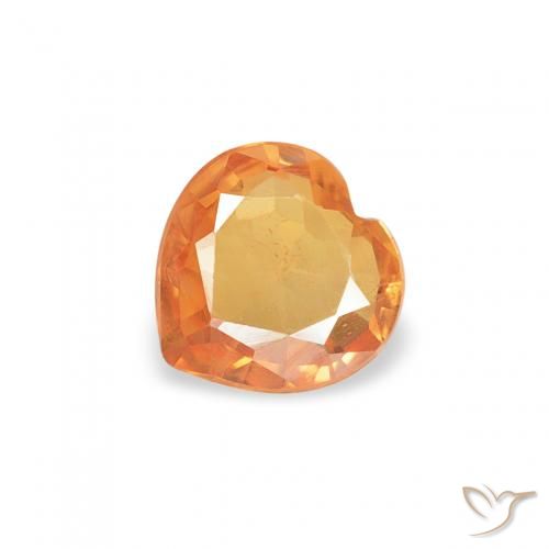 0.34ct 자연스러운 미디엄 오렌지 사파이어, 마음, VS