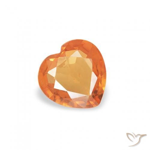 0.30ct 자연스러운 살구 오렌지 사파이어, 마음, VS