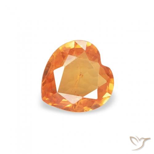0.35ct 자연스러운 밝은 주황색 사파이어, 마음, VS