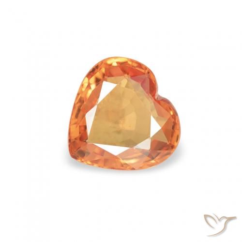 0.38ct 자연스러운 밝은 주황색 사파이어, 마음, VS