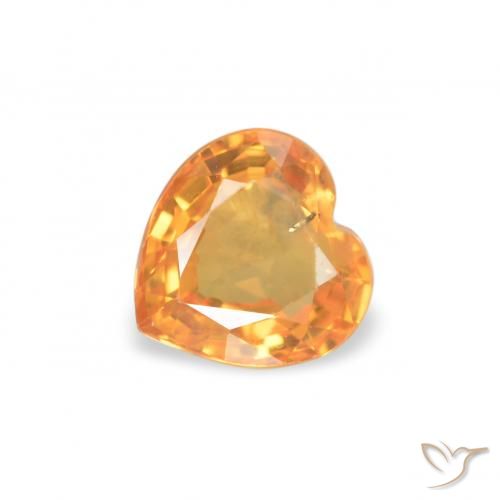 0.47ct 자연스러운 미디엄 오렌지 사파이어, 마음, VS