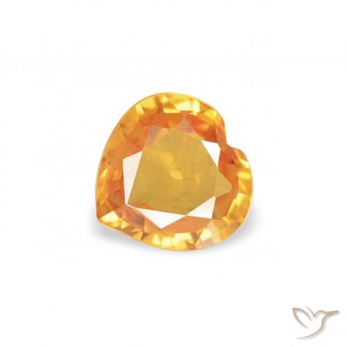 0.34ct 자연스러운 미디엄 오렌지 사파이어, 마음, VS