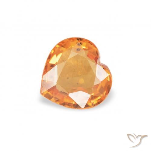 0.41ct 자연스러운 딥 오렌지 사파이어, 마음, VS