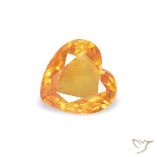 0.41ct 자연스러운 미디엄 오렌지 사파이어, 마음, VS