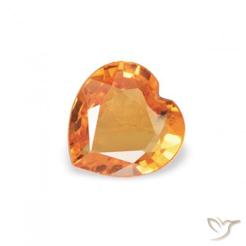 0.39ct 자연스러운 살구 오렌지 사파이어, 마음, VS