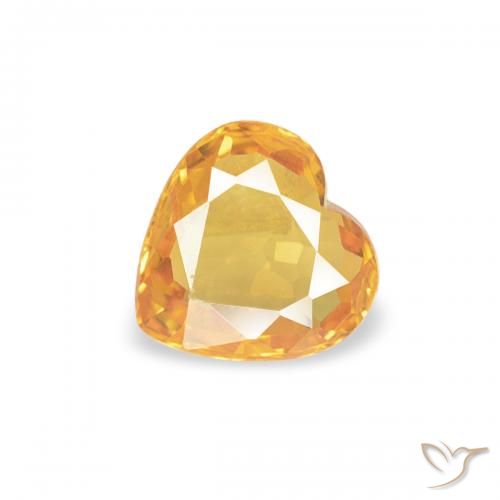 0.36ct 자연스러운 오렌지-골드 사파이어, 마음, VS
