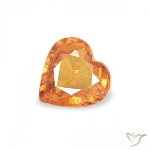 0.35ct 자연스러운 살구 오렌지 사파이어, 마음, VS