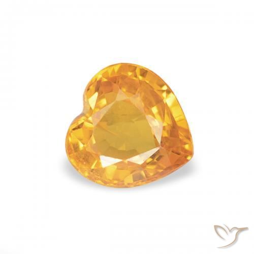 0.43캐럿 천연 Medium Light-Orange 사파이어, 마음, VS