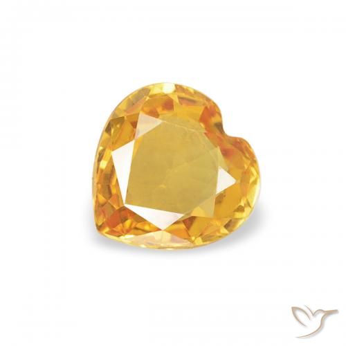 0.37ct 자연스러운 딥 골든 오렌지 사파이어, 마음, VVS-VS