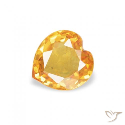 0.43ct 자연스러운 딥 골든 오렌지 사파이어, 마음, VVS-VS