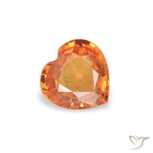 0.37ct 자연스러운 밝은 주황색 사파이어, 마음, VVS-VS