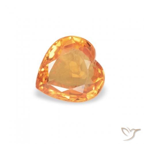 0.39ct 자연스러운 딥 오렌지-골드 사파이어, 마음, VVS-VS